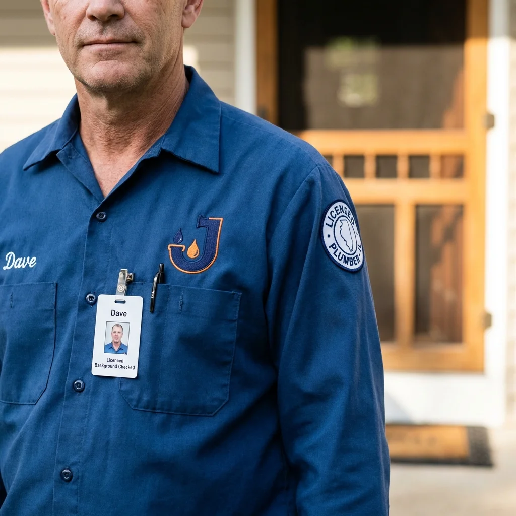 Licensed plumber showing ID badge in Stamps, AR