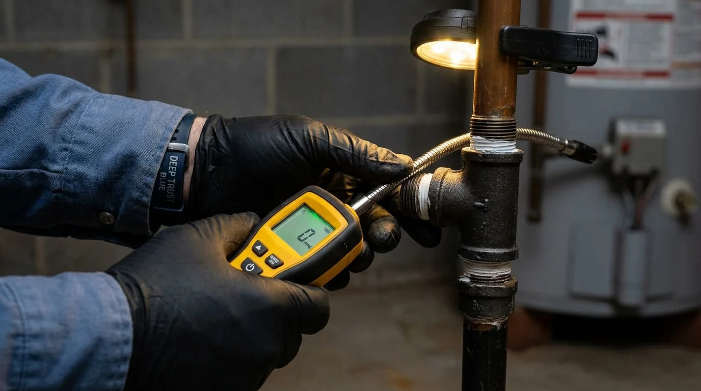 Gas leak detection with electronic sniffer by Johns Plumbing LLC in Stamps