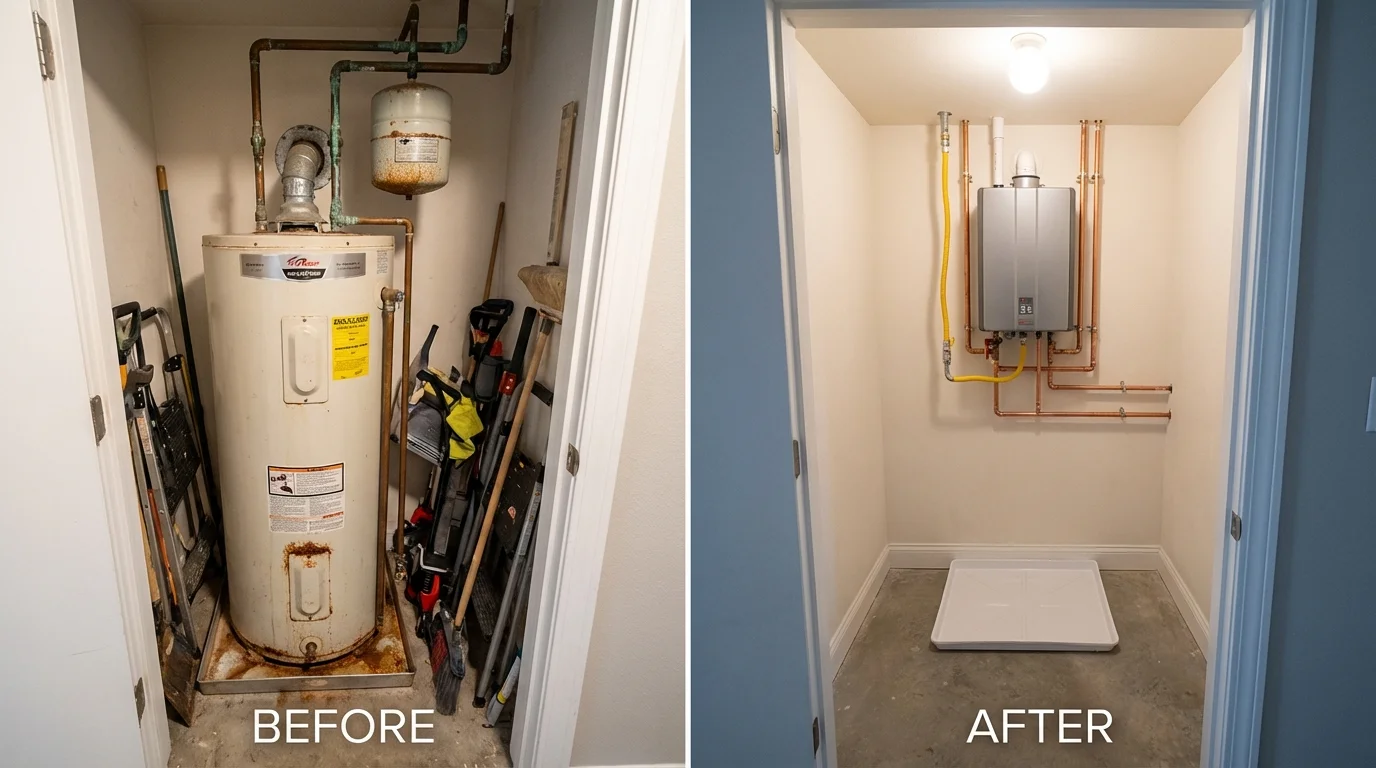 Tank water heater versus wall-mounted tankless unit comparison for Stamps, AR homeowners