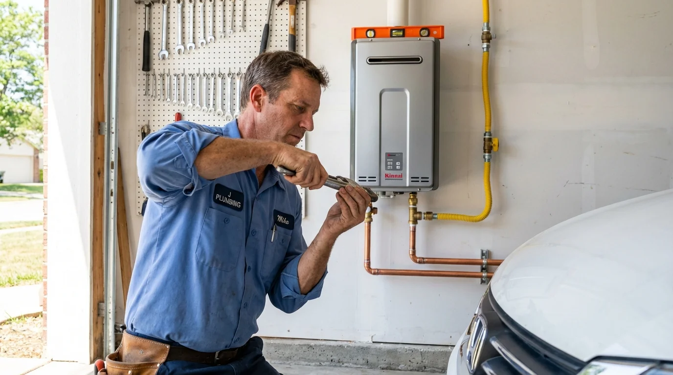 Tankless water heater installation by a Johns Plumbing LLC plumber in Stamps