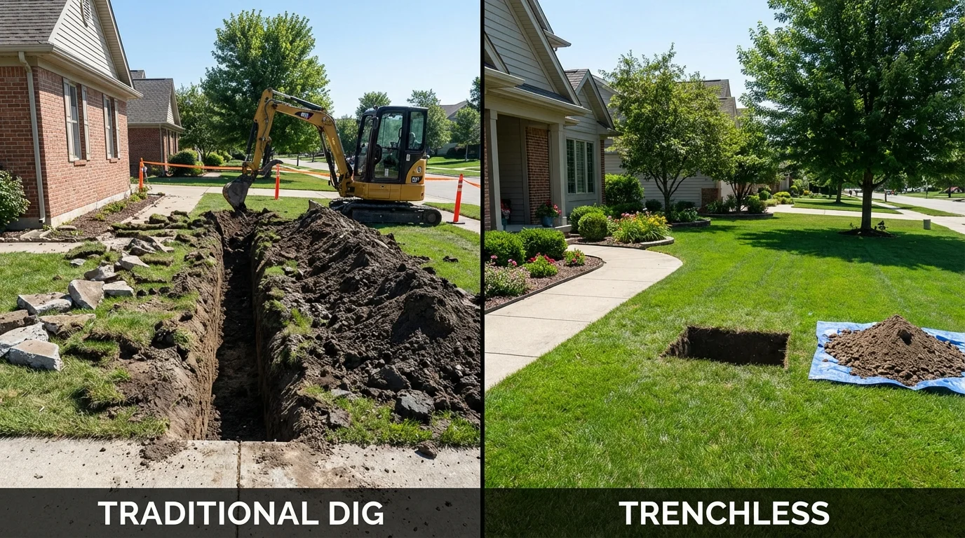 Trenchless sewer repair with minimal yard damage versus traditional excavation in Stamps, AR